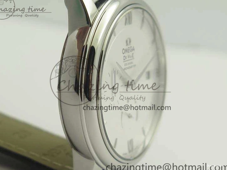 0119 FashionForward De Ville Prestige Real Power Reserve SS TW 1:1 Best Edition White Dial SS Markers On Leather Strap A 8095